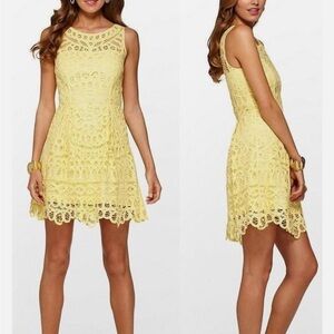Lilly Pulitzer Sunny Yellow Lace Mini Dress Retail $398